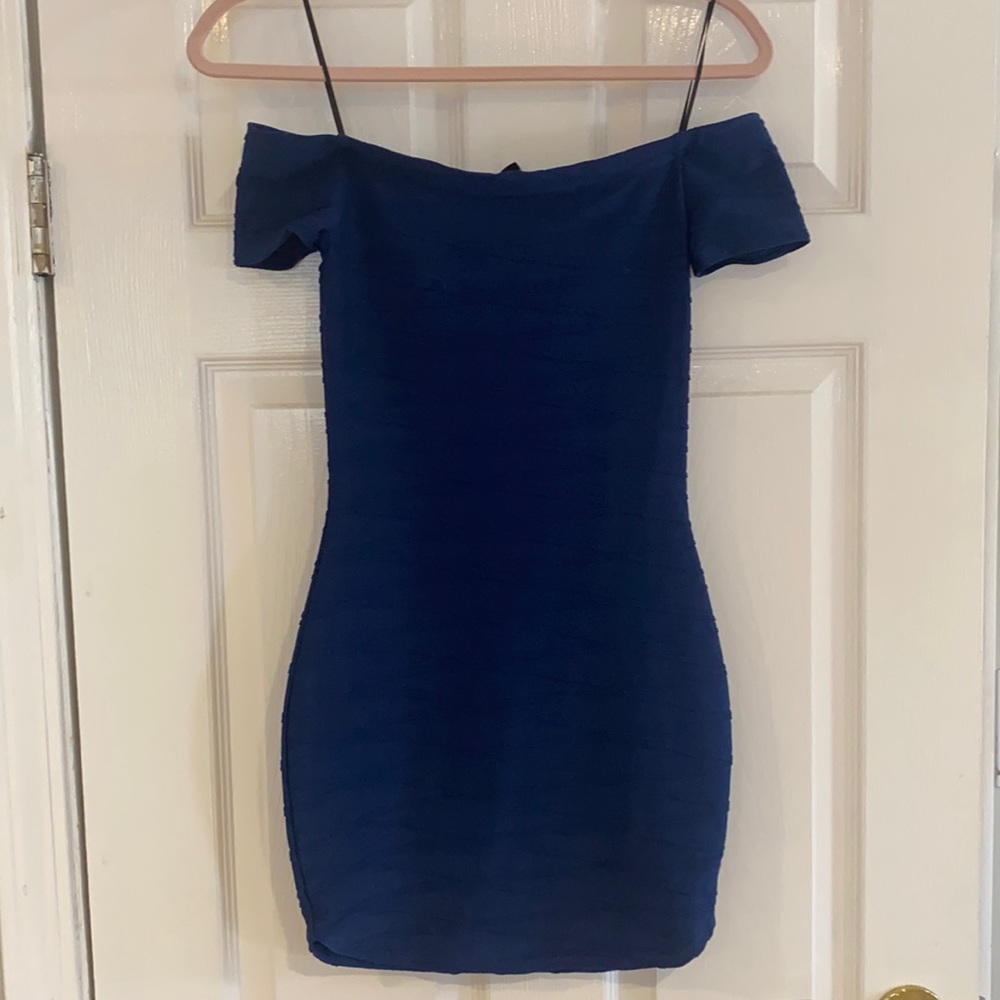 Navy blue off the shoulder dress